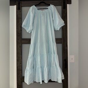 Ivy City Light Blue Eyelet “Gigi” Maxi Dress